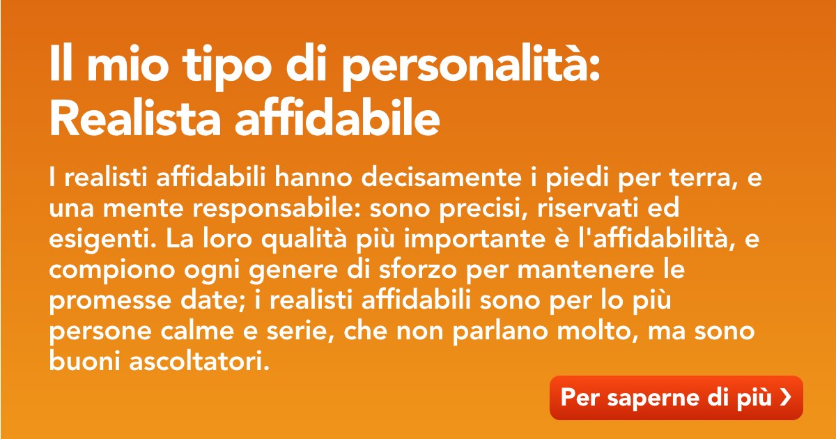 Realista affidabile (Il mio tipo di personalità)